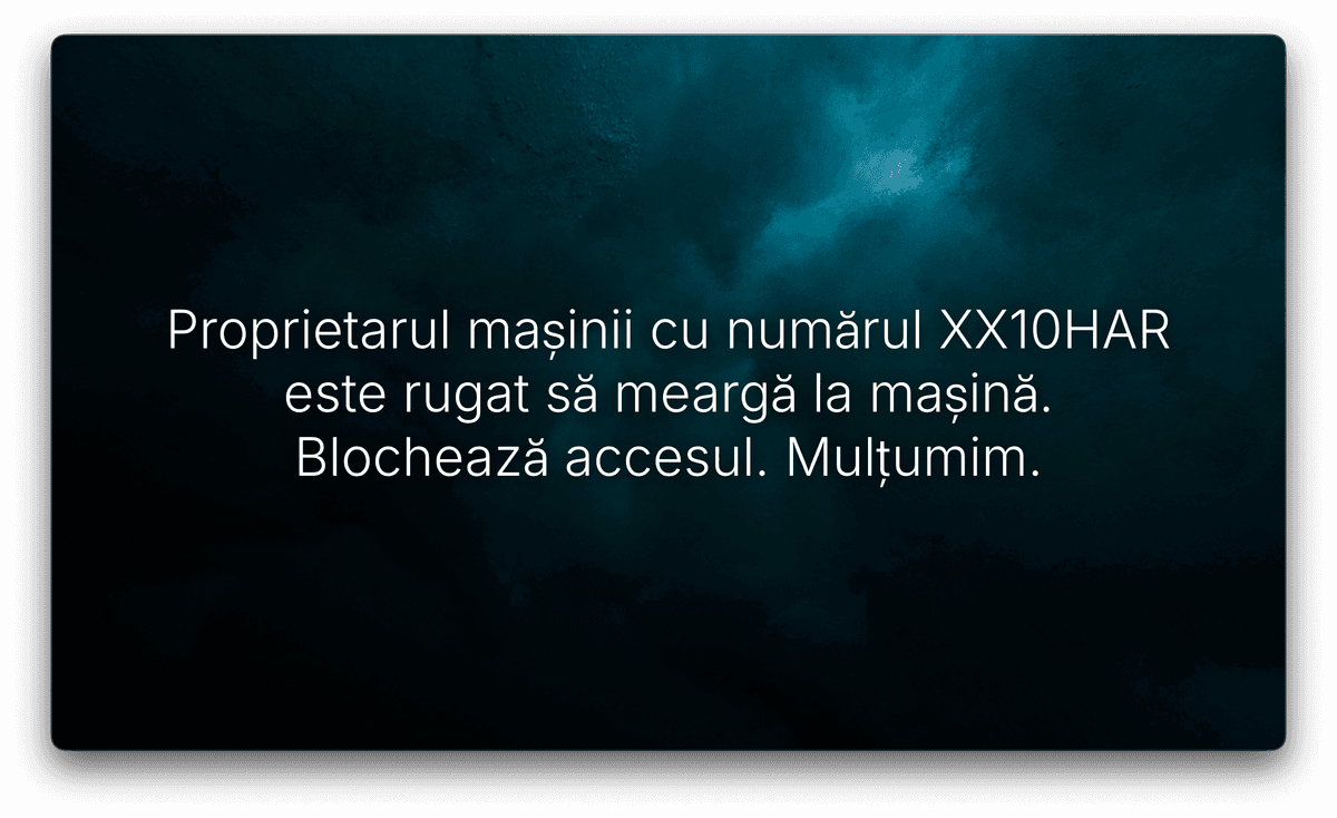 Anunț pe proiector